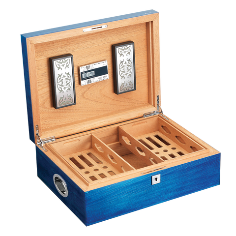 200 Stick Deluxe Humidor Blue Piano Finish